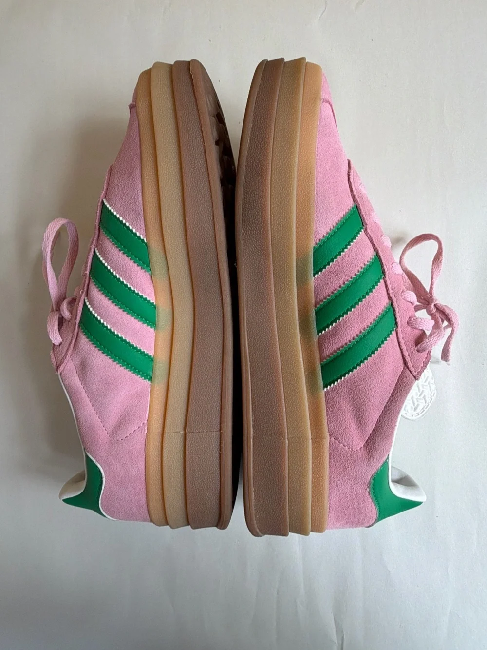 Adidas Gazelle Bold True Pink Green Platform Sneakers Women’s Size 10 EUC!